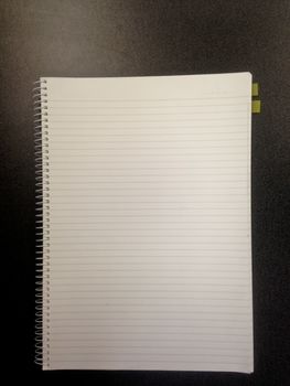 Blank white office notebook page