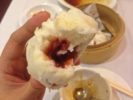 Chinese red BBQ pork bun yum cha