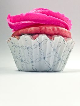 Pink cup cake home made verticle view