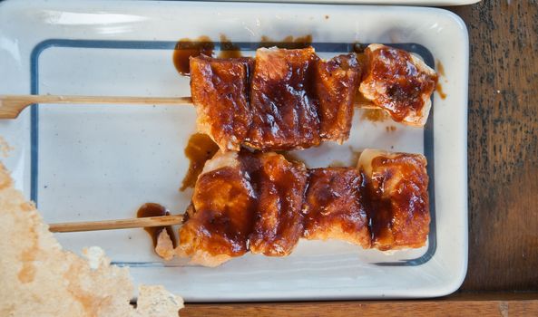 Chicken teriyaki grilled kebab stick