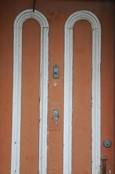 Orange mustard vintage old door