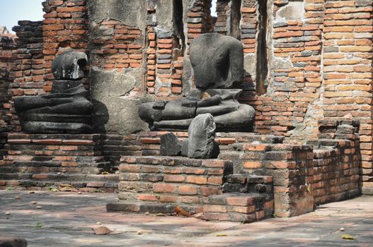 Thai old Buddha ancient statues in Ayudhaya city