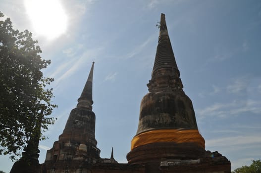 Ancient Buddhist stupa in Ayudhaya city Thaialnd