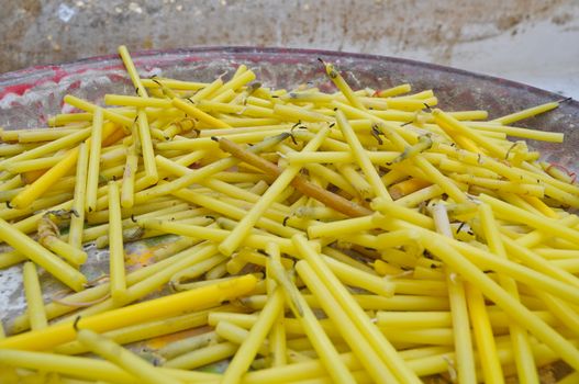 Yellow candle for Buddhism worship