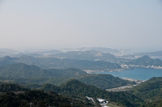 Mountain lookout view above forest