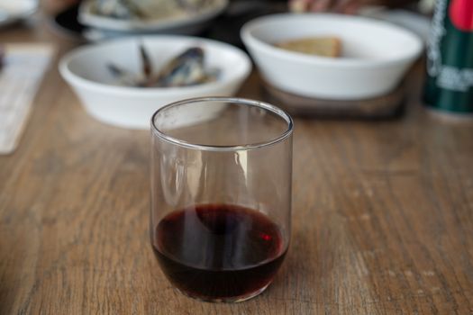 Wine in glass on table