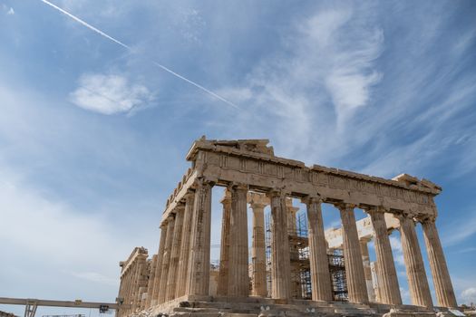 The Ancient Greek temple of Poseidon. Ancient Greek pantheon near the acropolis.