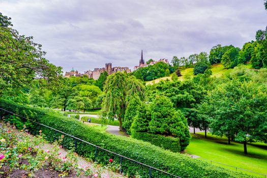 famous Princes Street gardens in Edinburgh Scotland