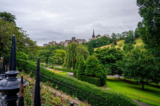 famous Princes Street gardens in Edinburgh Scotland