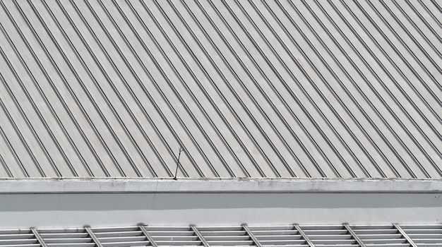 Dirty old metal texture roof of building and top view.