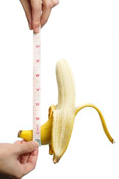 Banana and measuring tape Isolated on white background. isolated