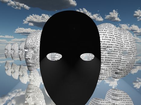 Surreal dark face in the sky. 3D rendering
