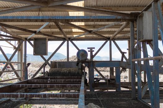 Old abandoned recycling plant. Trash deposit. modern pollution concept. Bordo de Xochiaca