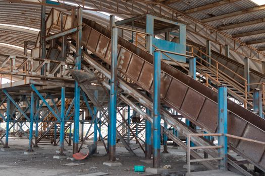 Old abandoned recycling plant. Trash deposit. modern pollution concept. Bordo de Xochiaca