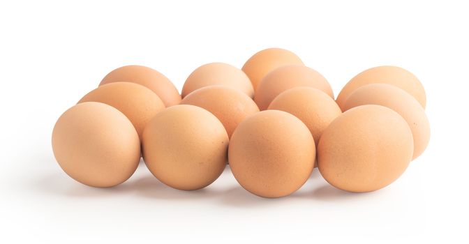Group of chicken eggs isolated on the white background with clipping paths