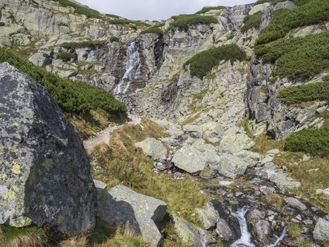 Skok waterfall High Tatras mountain, summer sunny day, Strbske Pleso, Slovakia.
