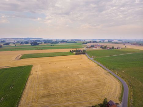 Aerial view on Celles region, close to Kluisbergen area in Belgium. Landscape, nature and agriculture on the border between flanders and wallonia