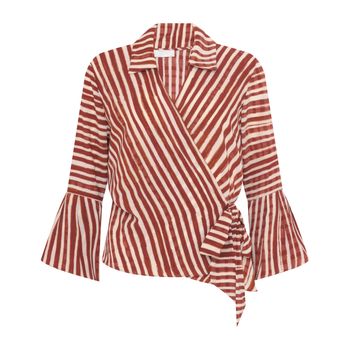 Striped blouse isolated on white with clipping path