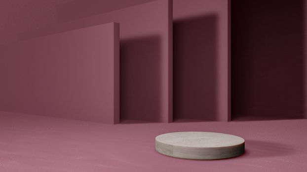 Blank product stand on pink color background. 3d rendering.