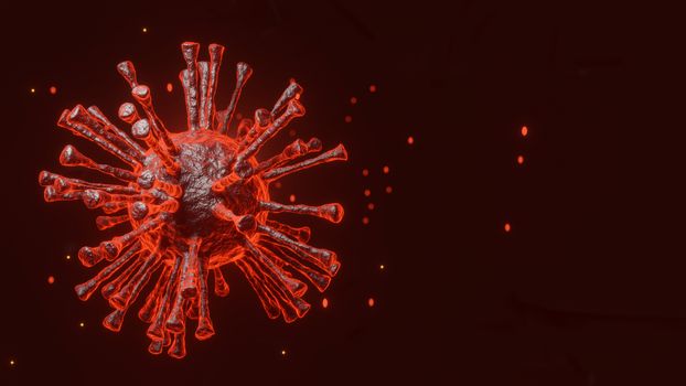 Virus : Coronavirus disease COVID-19,Virus 3d rendered