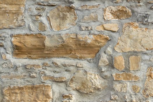 A wall with large stones in irregular shapes.