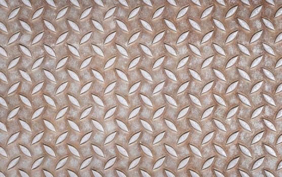 Metal rusty texture, leaves shape, geometric pattern. Closed manhole.