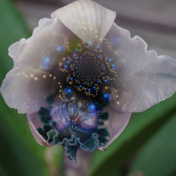 Fantastic flower with endless portals. 3D rendering