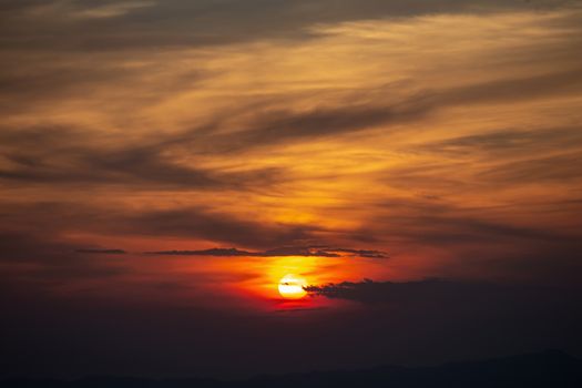 Sunset with Colorful dramatic sky in the countryside