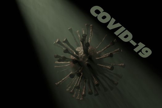 3D rendered: Corona virus or Covid-19 with text on white background.