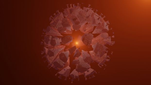 Dead corona virus or virus destruction after medical from vaccine on red background. 3D render