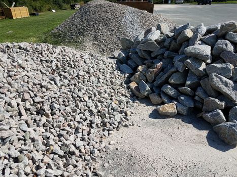 pile of grey rocks or stones at construction site