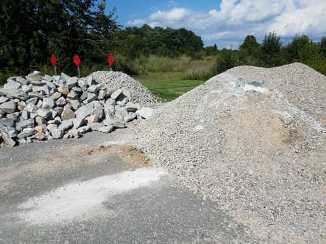 pile of grey rocks or stones at construction site