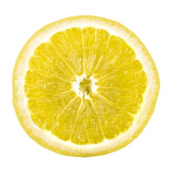 Slice of lemon isolated on white background