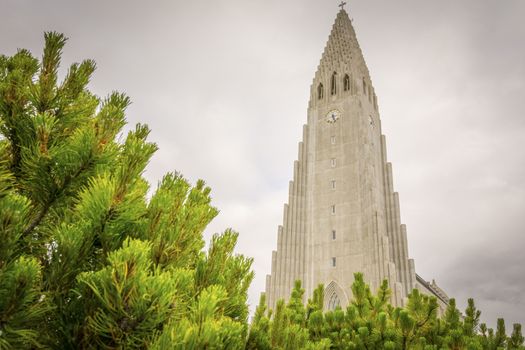 Reykjavik, Iceland, July 2019: Hallgrimskirkja or church of Hallgrimur, Lutheran parish church, by state architect Guðjón Samúelsson. Tallest building in Iceland.