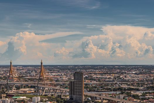 Bangkok, Thailand - Jul 27, 2020 : City view of Bangkok afternoon creates energetic feeling to get ready for the day waiting ahead. Selective focus.