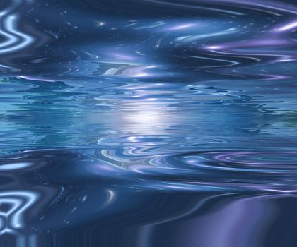 Abstract Horizon. Water reflections. 3D rendering