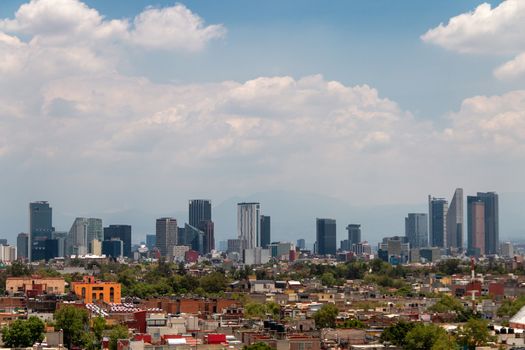 View of the city of Mexico in sunny winter afternoon. Banobras Building
