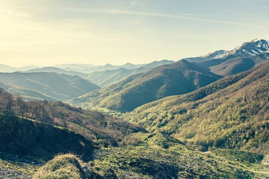 Picos de Europa mountains next to Fuente De village Cantabria Spain