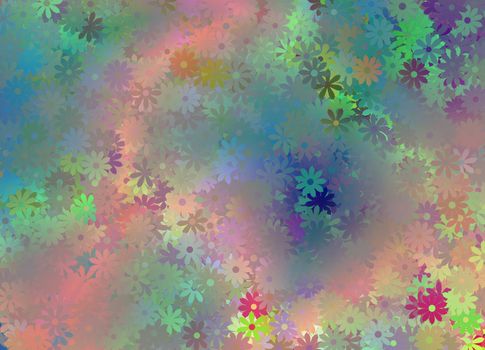 Abstract colorful daisies background. 3D rendering