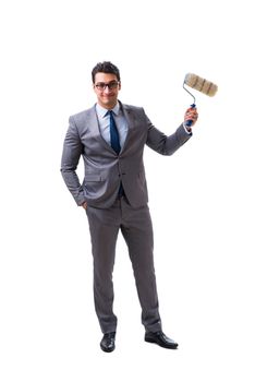 Businessman painter isolated on white background
