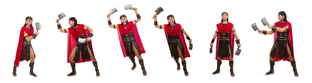 Gladiator with cleaver isolated on white