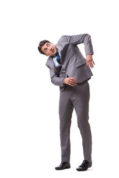 Young puppet businessman isolated on white background
