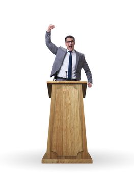 Businessman making a speech in business concept