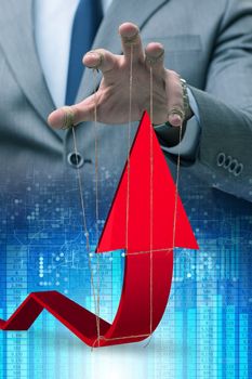 Hand supporting the growth chart line