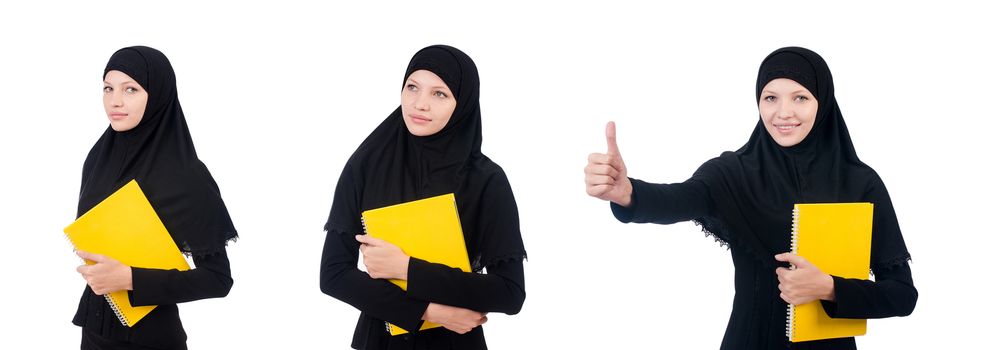 Young muslim female student with books