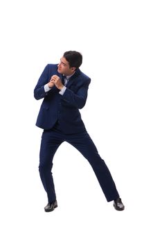 Young businessman isolated on white background 