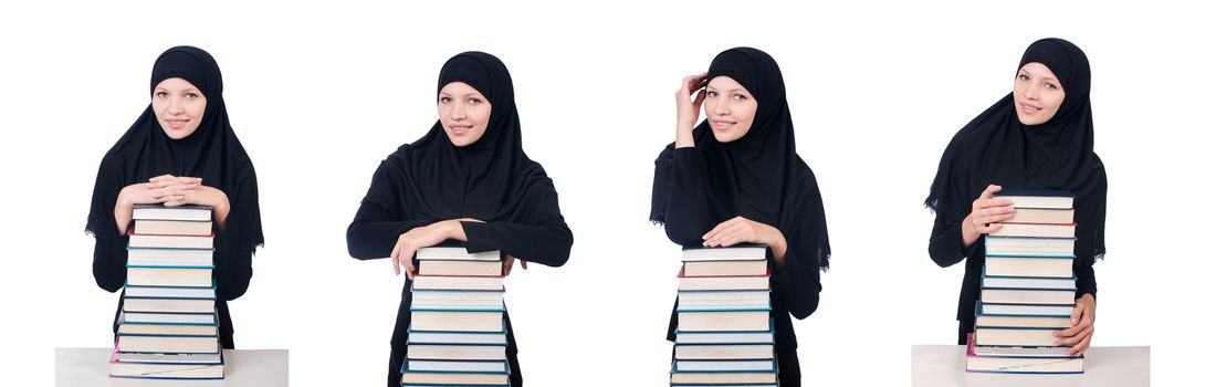 Young muslim female student with books