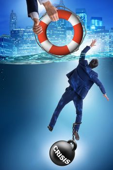 Businessman being saved from crisis