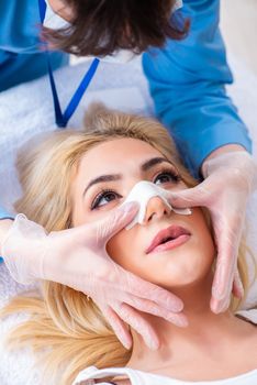 Woman getting ready for plastic surgery