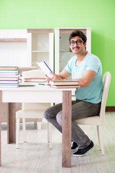 Student preparing for university exams at home